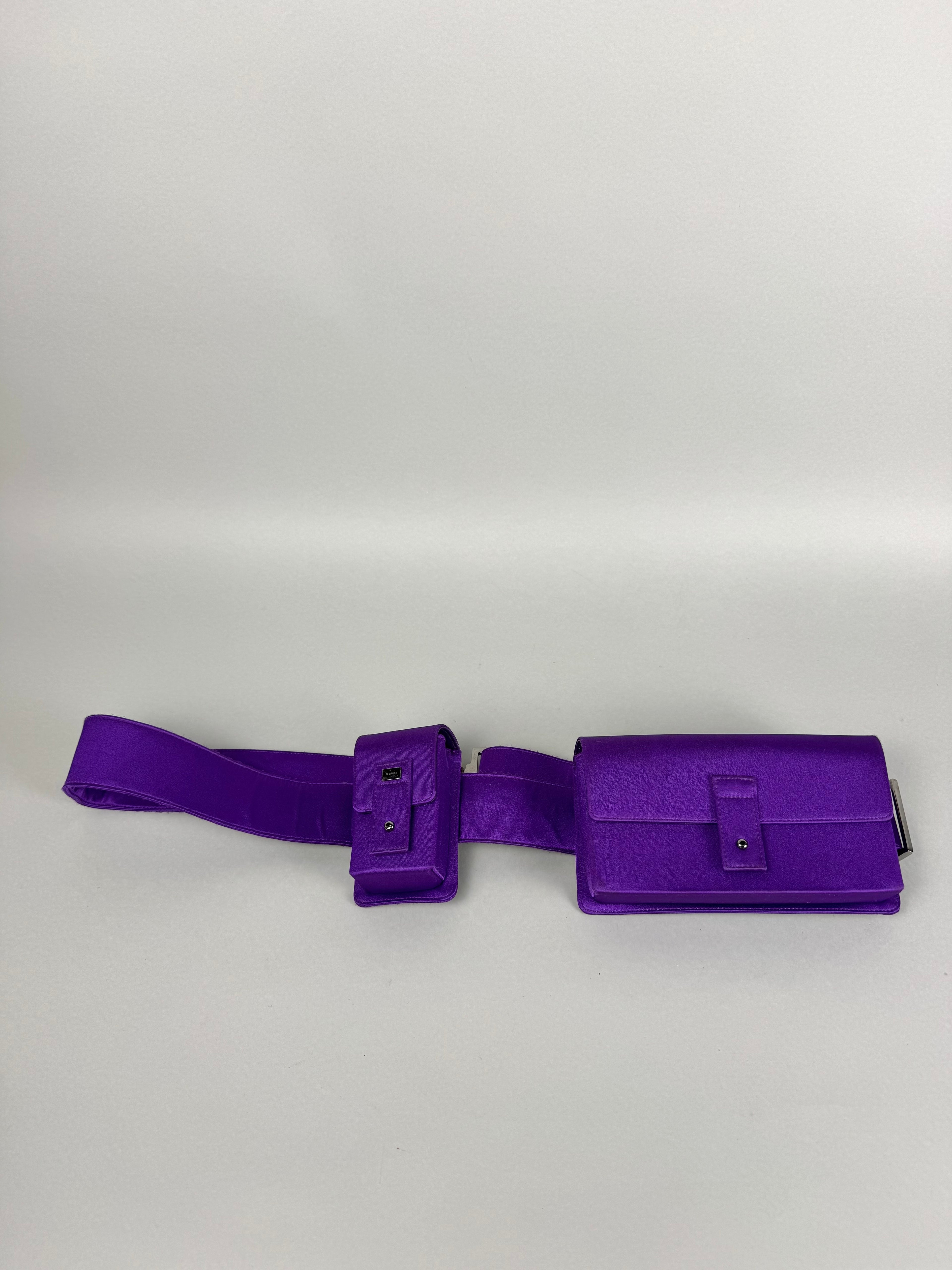 Gucci Tom Ford Runway Purple Satin Pochete Belt Sling