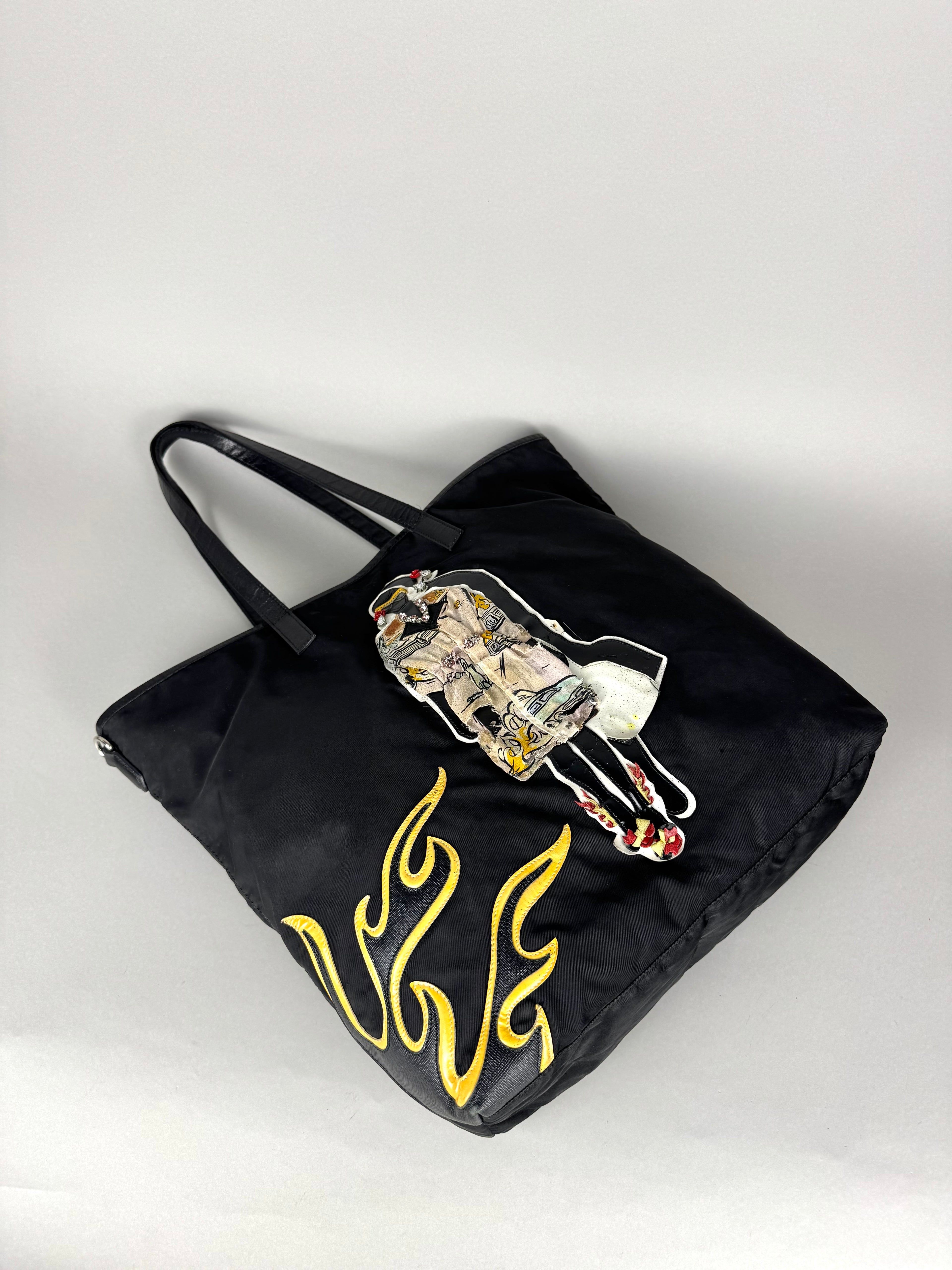 Prada Robot Nylon Black Tote