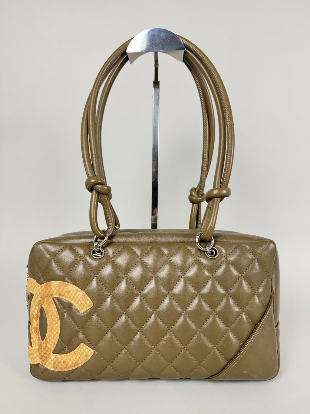 Chanel Ligne Cambon Leather Bowler Bag in Python