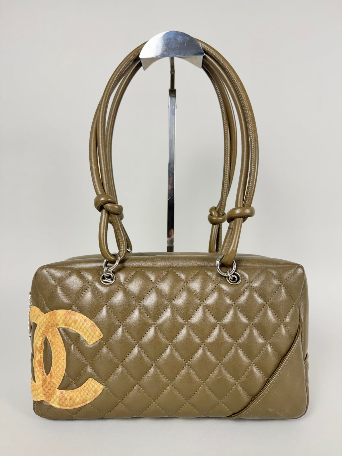 Chanel Ligne Cambon Leather Bowler Bag in Python
