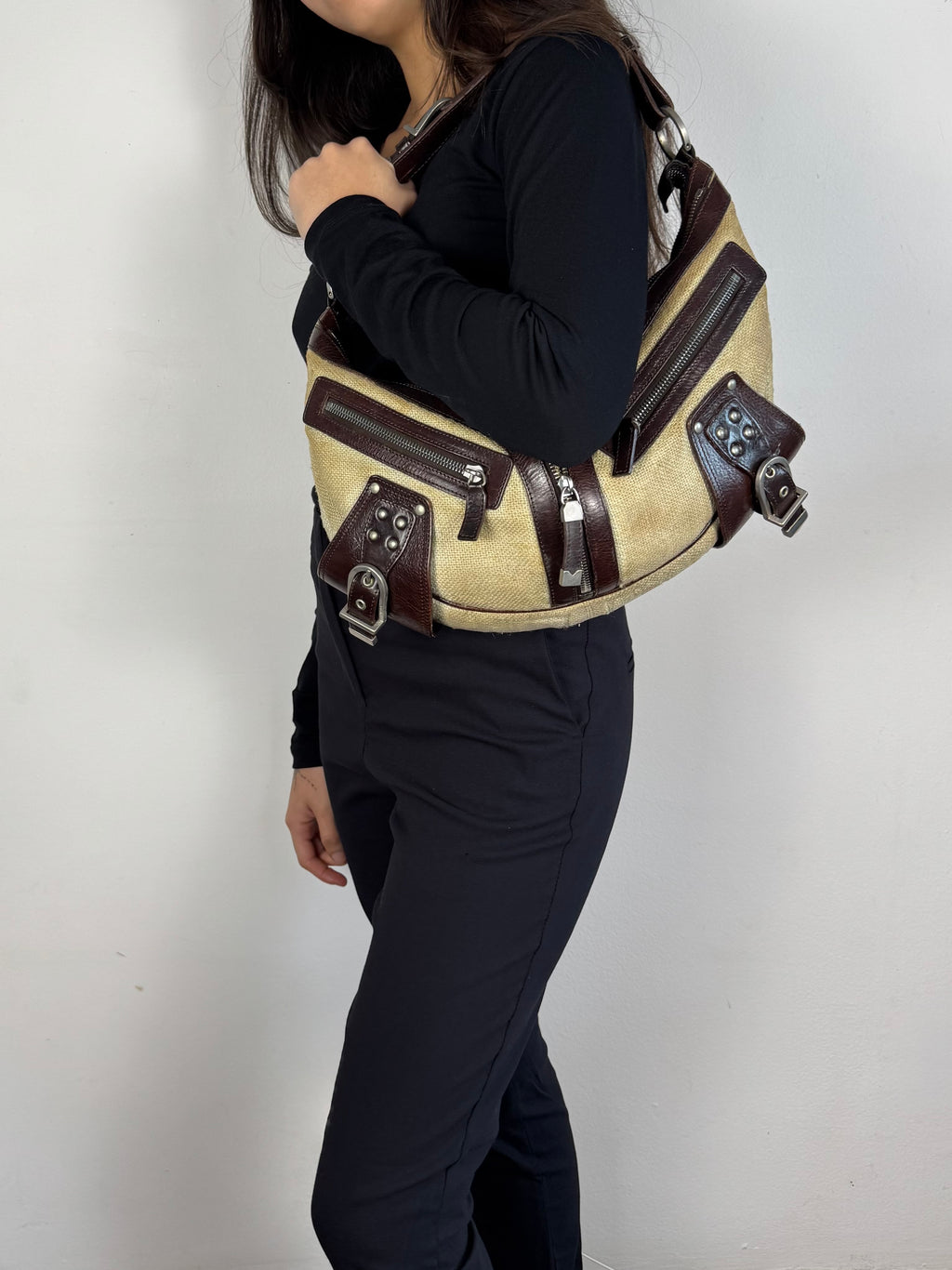 Versace Half Moon Biker Hobo