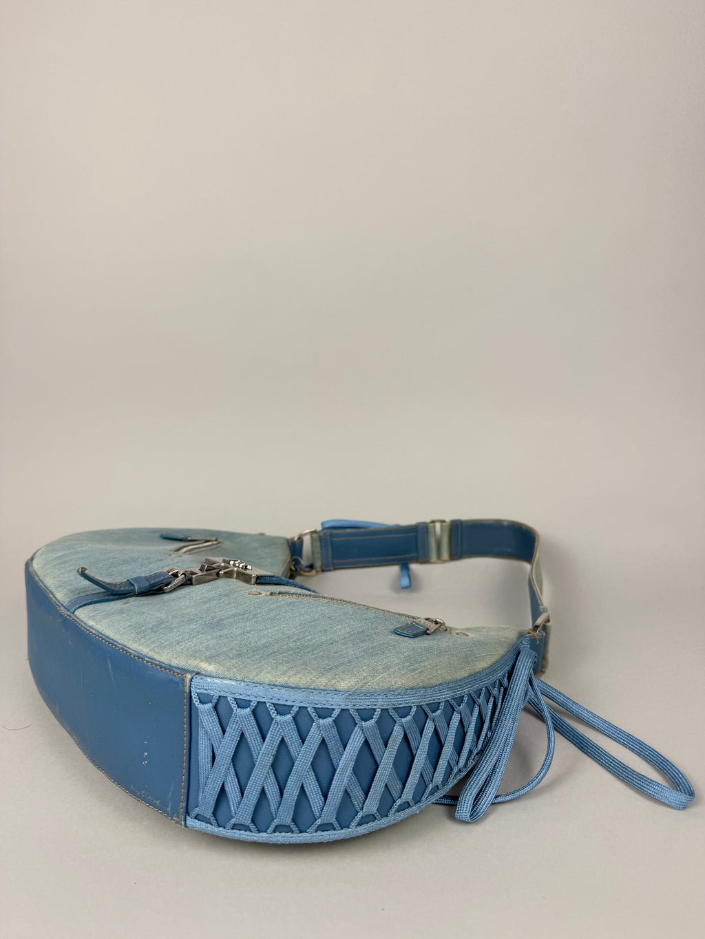 Christian Dior Denim Admit It Lace Up Corset Blue