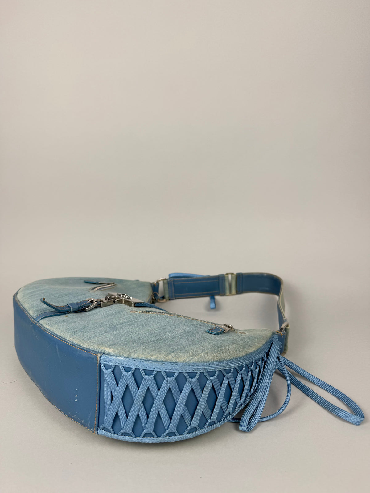 Christian Dior Denim Admit It Lace Up Corset Blue