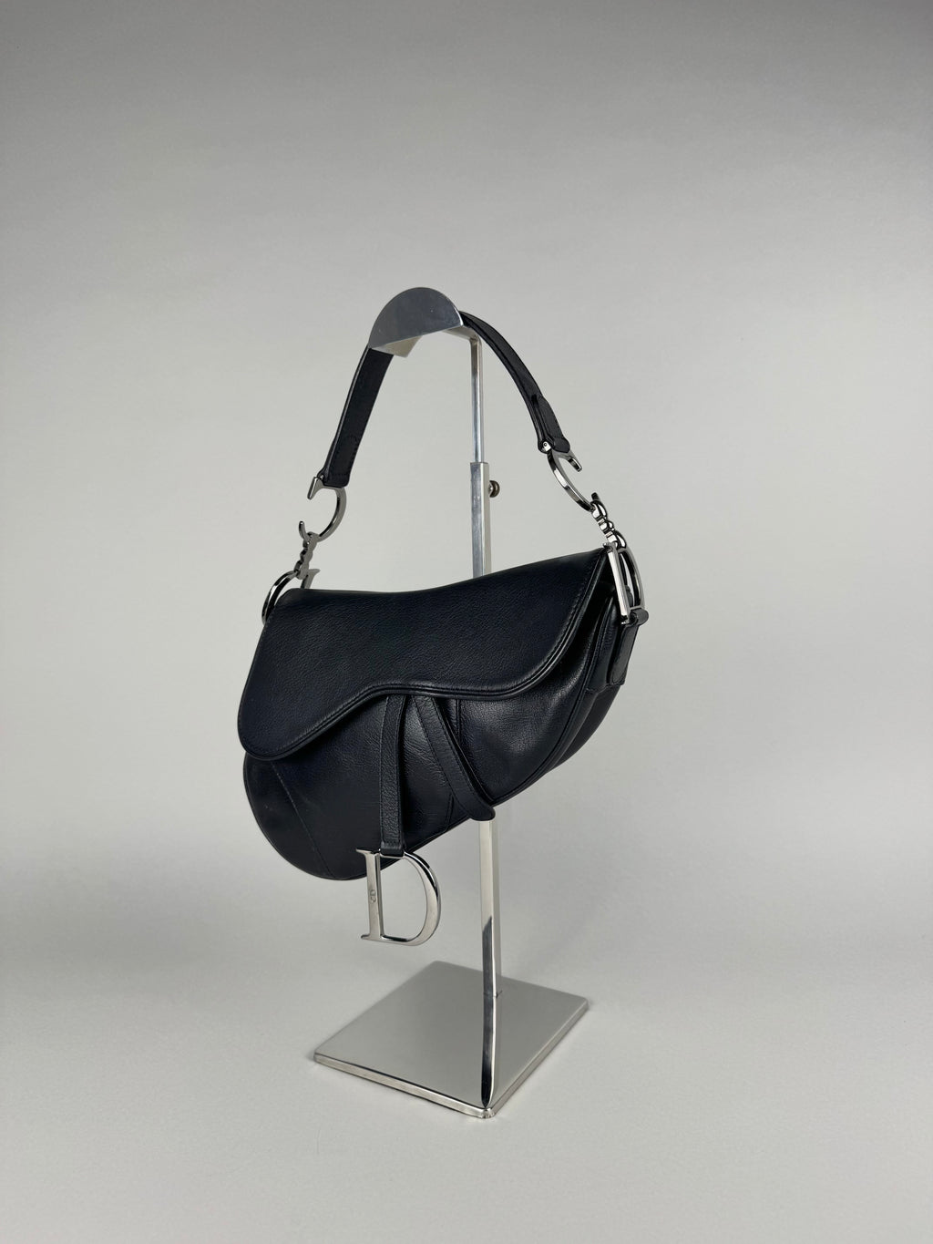Christian Dior Black Leather Saddle Bag