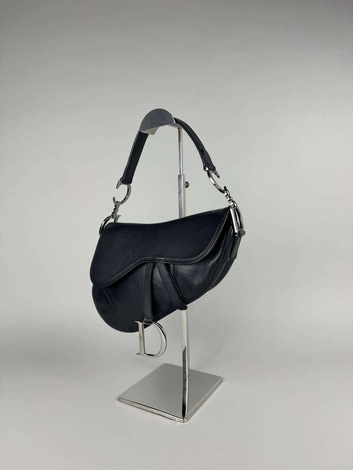 Christian Dior Black Leather Saddle Bag