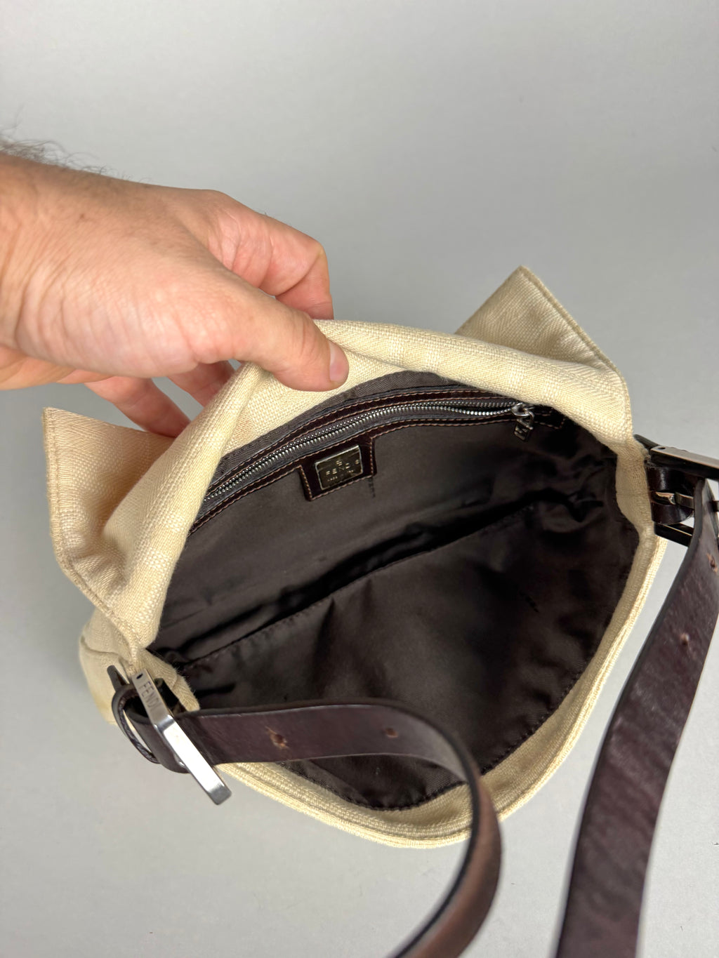 Fendi Monogram Baguette Linen Beige