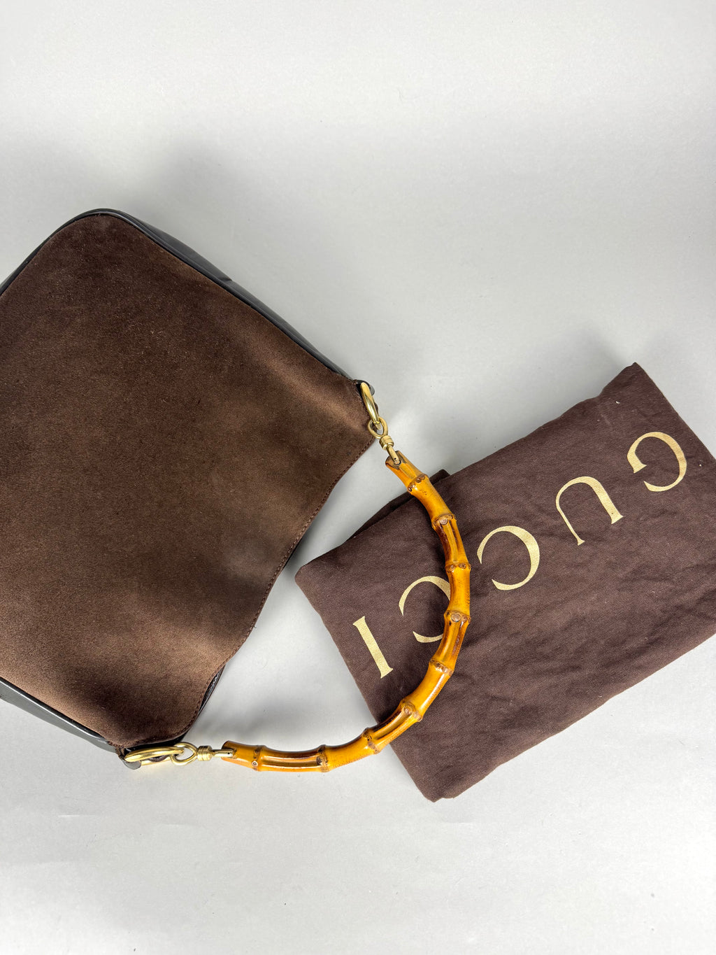 Gucci Bamboo Hobo Brown Leather Suede Small