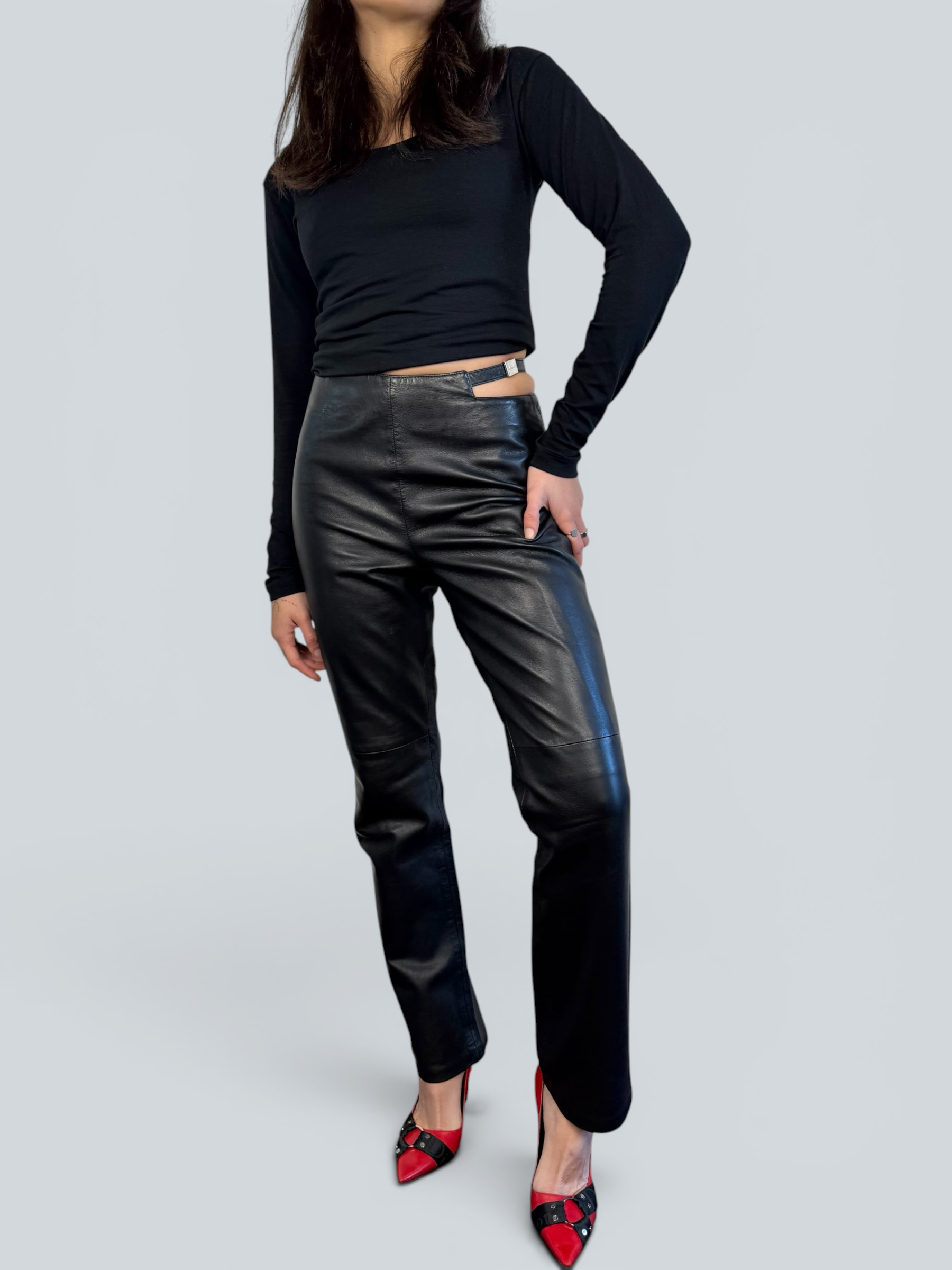 Gianni Versace Versus Leather Cut Out Pants