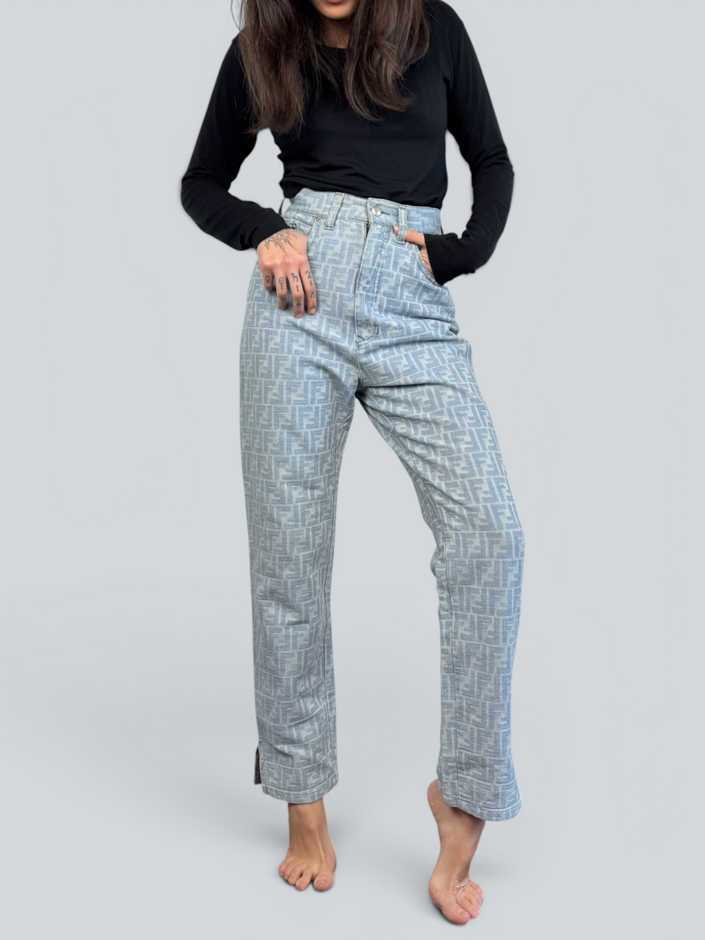 Fendi Monogram Denim Pants