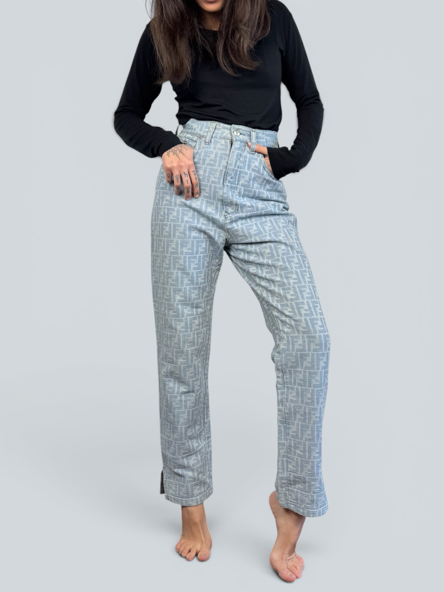 Fendi Monogram Denim Pants